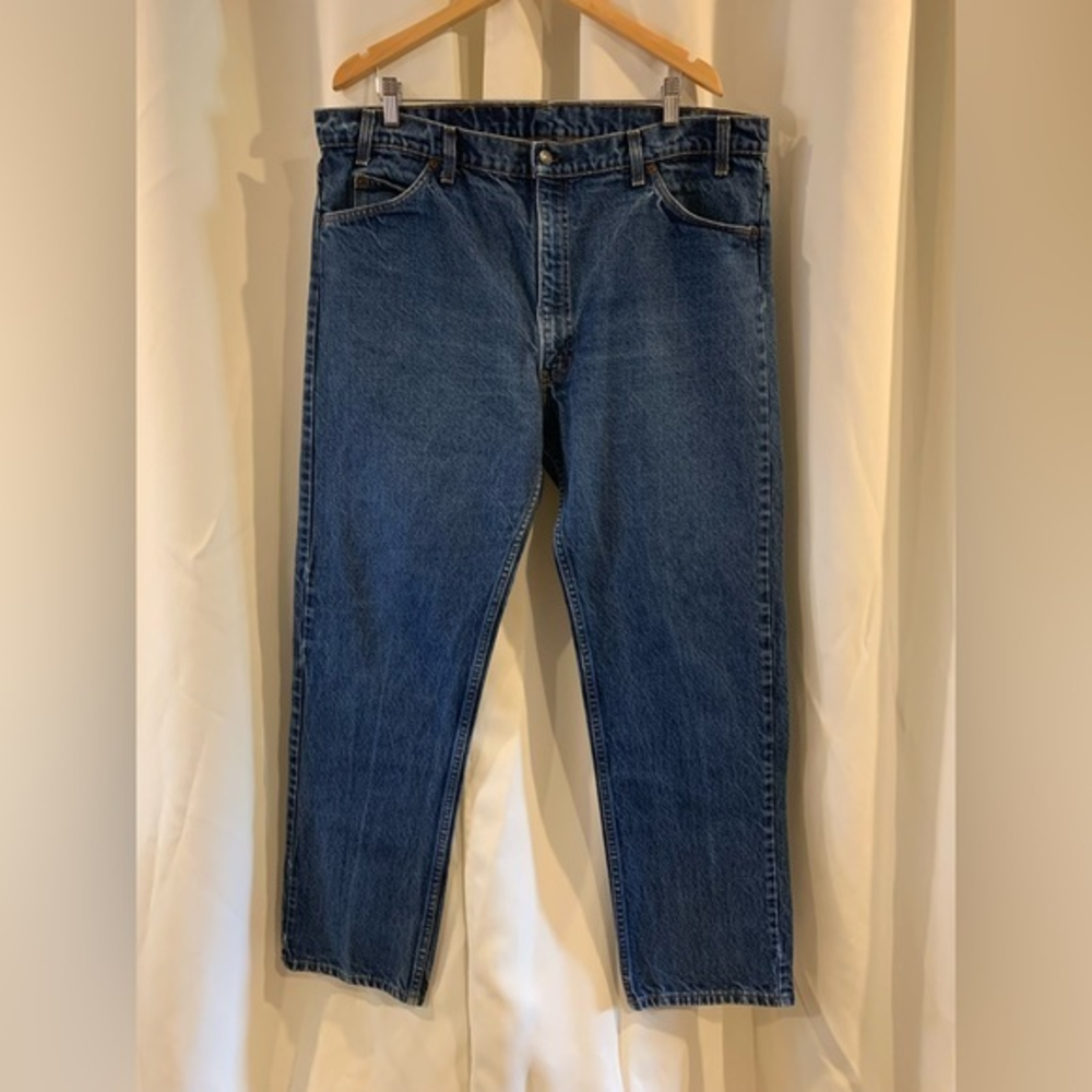 1970s Levis 505 Jeans Mens 42 x 32 Blue‎ Denim Orange Tab 20505-0217 USA Made